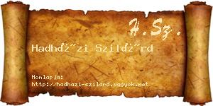 Hadházi Szilárd névjegykártya